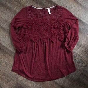 Maroon lace top